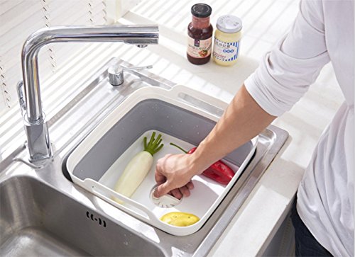 Foldable Strainer Wash and Drain Dish Tub，Fruits Drainer Basket Vegetable Sink Colander Draining Basket - Thumbnail 5