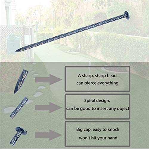 FOMMEN Artificial Turf Stakes Silver Gray Metal Spiral Landscape Spikes