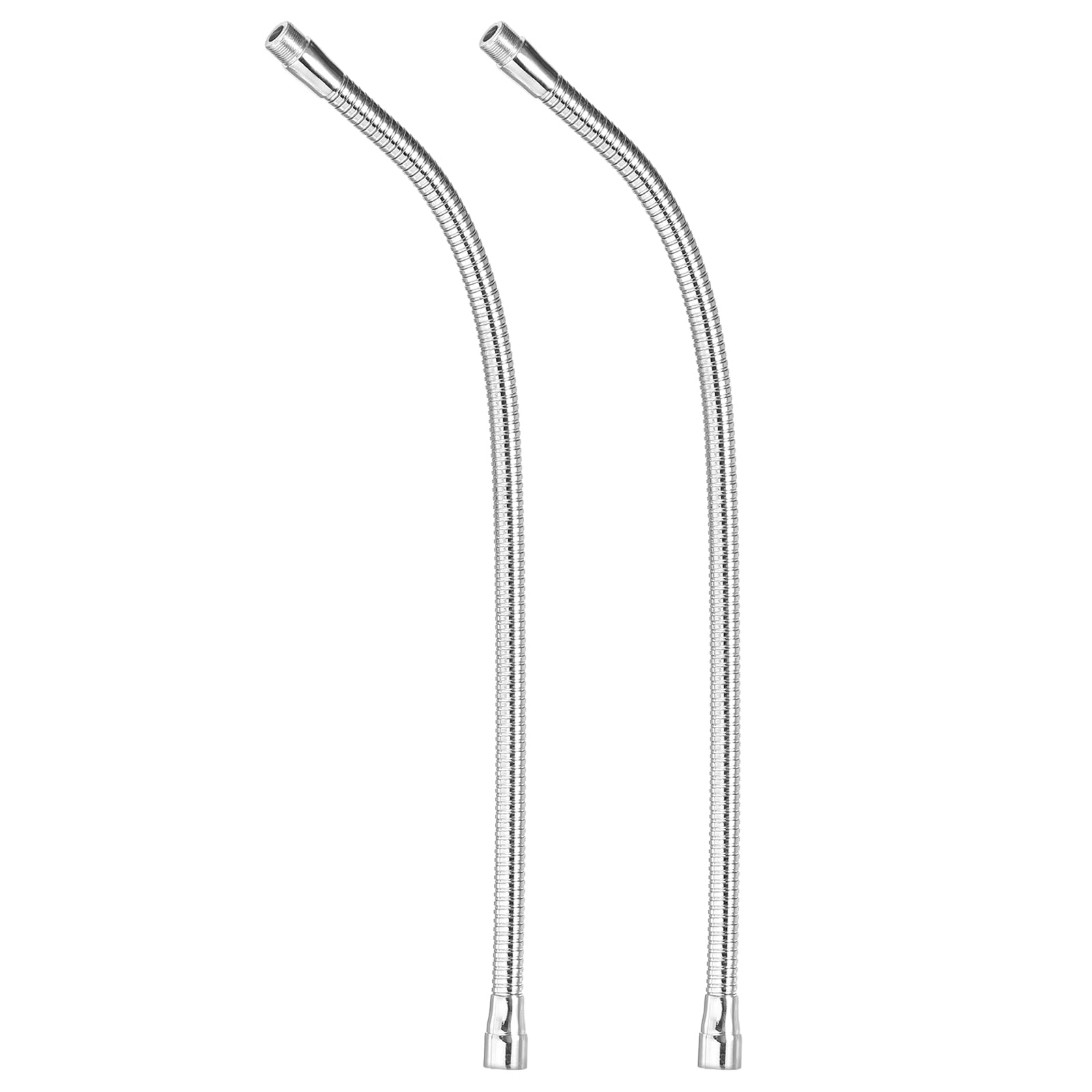 PATIKIL 20" Microphone Gooseneck, 2Pcs 5/8"-27 Thread Metal Universal Hose Flexible Arm Gooseneck Tube Extension for Multifunction DIY, Silver Tone