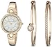 Anne Klein Women's AK/1960GBST Premium Crystal-Accented Gold-Tone Bangle Watch and Bracelet Set