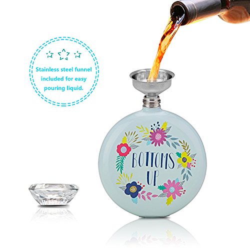 Flask For Women Hip Flask & Funnel Set With Crystal Lid Decorative Women's Flasks 5 oz