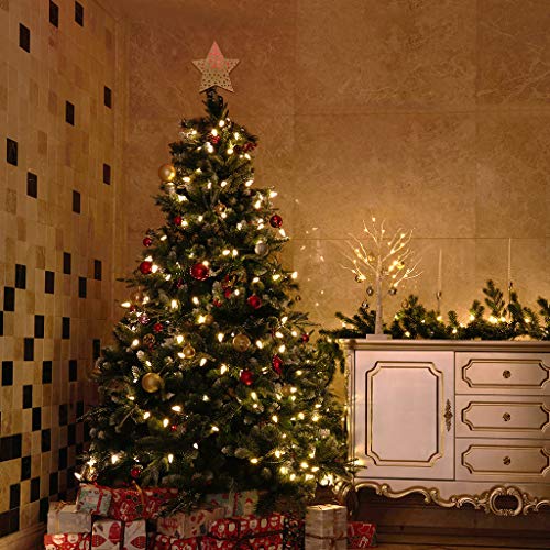 Vanthylit Gold Star Christmas Tree Topper with Builtin Rotating Warm