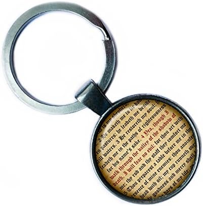 Psalm 23 Verse 4 King James Version KJV Bible Silver Keychain Key Ring