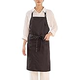 Yuaxme Adjustable Bib Apron Chef Aprons for Men Women Kitchen Cooking Restaurant BBQ Painting Crafting with 2 Pockets