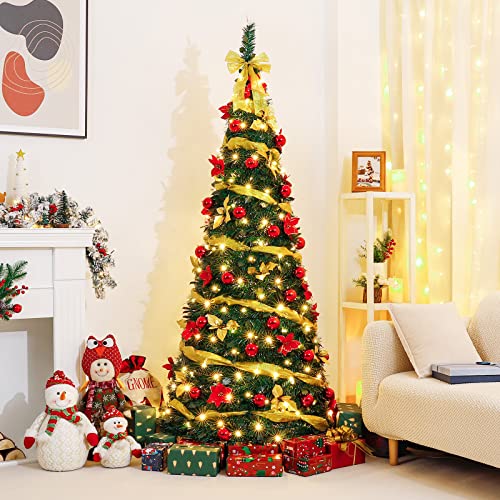 Decoway 6 Ft Pre Lit Pre Decorated Christmas Tree Pop Up Christmas Tree