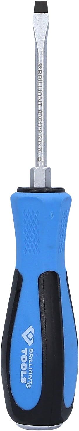 BRILLIANT TOOLS BT031049 Screwdriver with Impact Cap 5 x 75 mm Slotted [Powered by KS Tools]