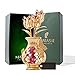 Beautifully Crafted Tulips in A Vase Table Top Ornament Dipped in 24k Gold Plating Made with Genuine Matashi Crystals (Butterfly, Red Crystal)