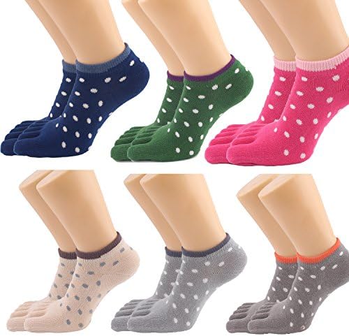 Wtempo 6 Pairs Colored Low Cut Non-Slip Womens Spots Pattern No Show Socks