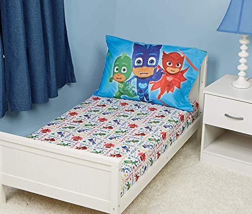 Everyday PJ Masks Toddler Fitted Sheet and Pillow Case Set - Fits Toddler Bed