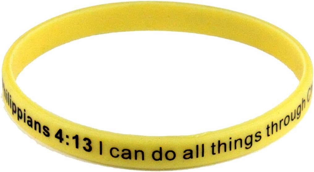 8240005 Set of 3 Philippians 4:13 I Can Do All Things Thin Silicone Bracelet Band 6mm Child Size