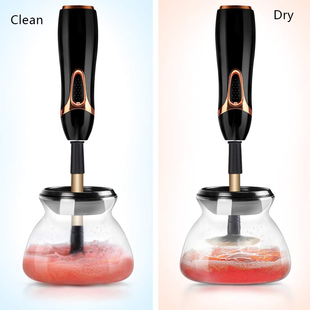 Makeup Brush Cleaner,Akean Professional Makeup Brush Cleaner and Dryer Machine, Cleans and Dries All Makeup Brushes in Seconds (Black)