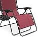 Best Choice Products Oversized Zero Gravity Reclining Lounge Patio Chair w/Folding Canopy Shade and Cup Holder - Red