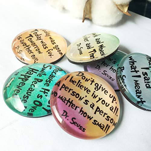 Dr. Seuss inspirational Refrigerator Magnets, set of six 4x4cm Dr. Seuss gifts for kids, Whiteboard Magnets for classroom or Locker