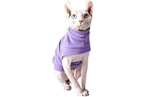 PAVEL KORCHAGIN Sphynx Hairless Cat Clothes, Soft Elastic Dralon Sweatshirt,Cat Wear Shirt Puppy Pet Pullover for Devon,Elf,Cornish,Peterbald, Small Dogs Chihuahua Yorki Purple XL