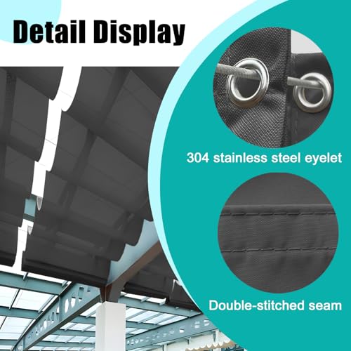 Extendable Wave Sun Sail, HDPE Sun Protection Pergola Replacement Shade Cover, Adjustable Protection Against UV Rays Awning, Adjustable Sun Sail for Balcony, 0.6 x 3 m, Dark Grey