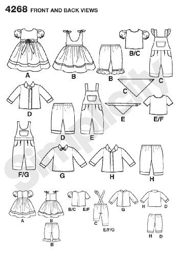 Simplicity Designed by Teri Pattern 4268 Baby Boy and Girl 15" Doll Clothes