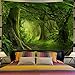Lahasbja Misty Forest Tapestry Green Tree in Jungle Forest Tapestries Wall Hanging Nature Scenery Woodland Backdrop for Living Room Bedroom
