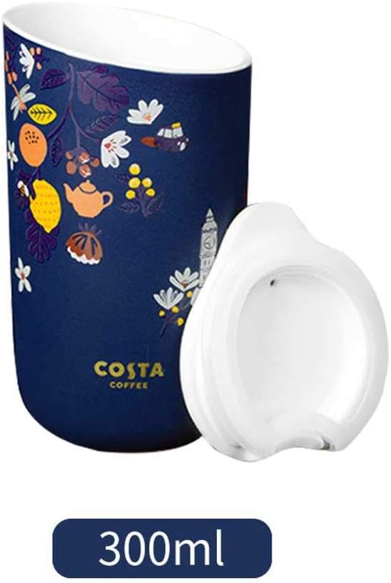 Double Ceramic Mug Office Coffee Cup Milk Cup Desktop Cup with Lid