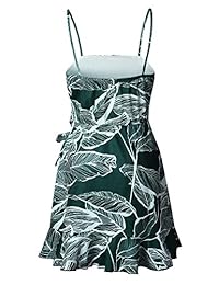 allfennler Mujer Verano piña hojas impresiones correa de espagueti vestido corto, Moderno   Equipada, L, Verde
