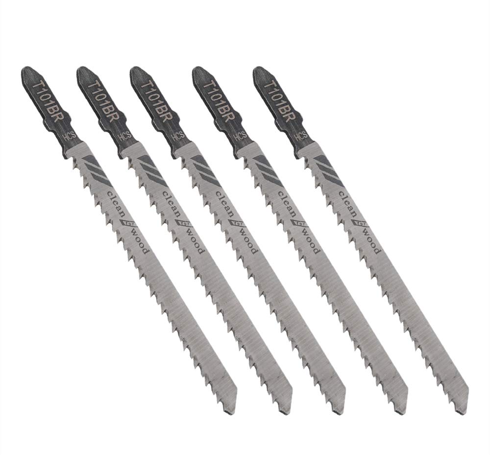 Jigsaw Blades MASO 5 PCS T101BR T-Shank Jig Saw Blade Universal Jig Blade Assortment for Cutting Metal Wood PVC and More - fit Bosch, Dewalt, Hitachi, Makita, Festool etc