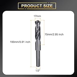HARFINGTON 17mm Drill Bit 1/2" Reduced Shank Round