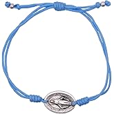 Miraculous Medal Bracelet on Blue Cord | Adjustable | Christian Jewelry | Great Catholic Gift for First Holy Communion and Confirmation | Made in Italy