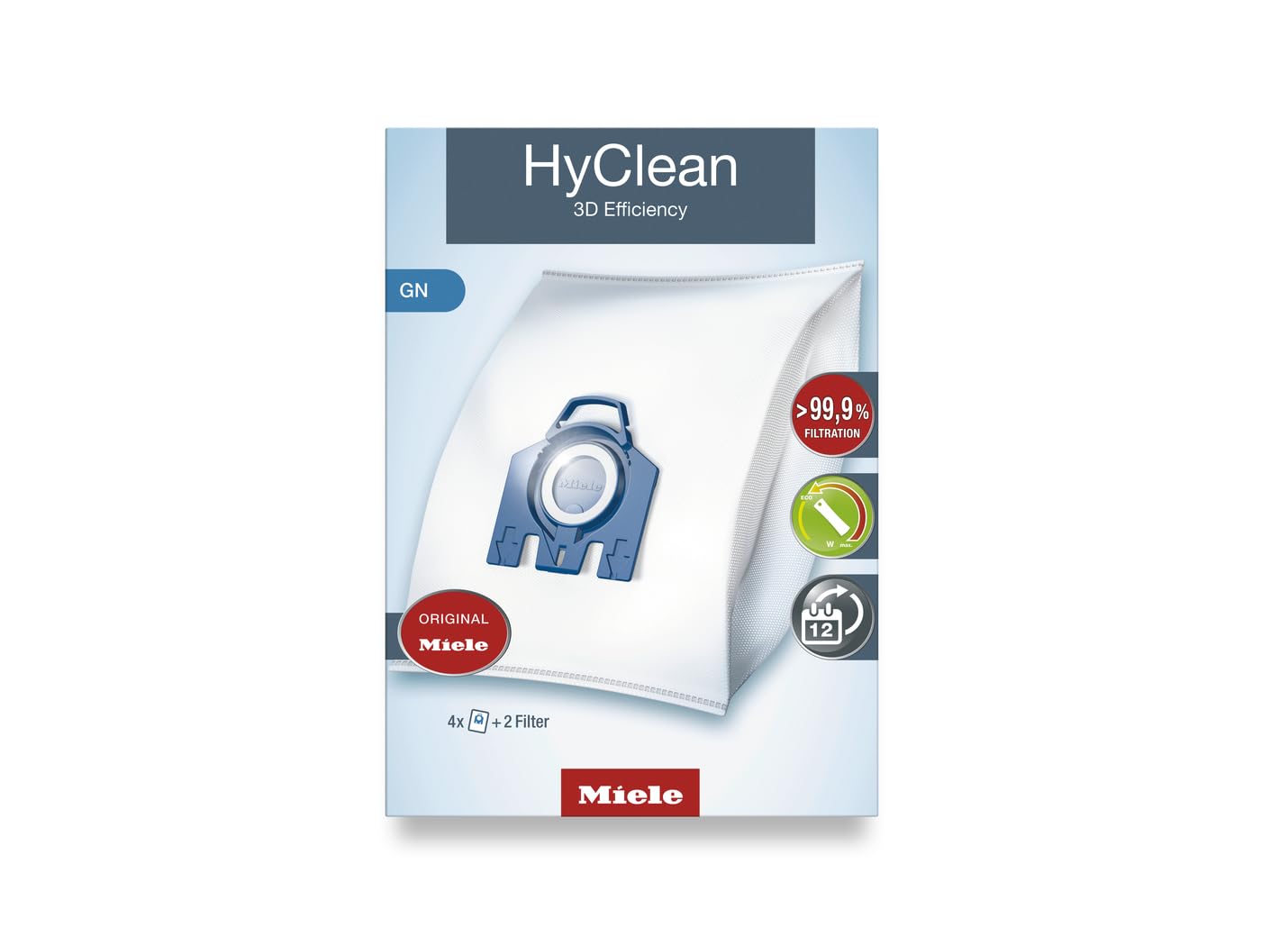 Miele 9917730 HyClean 3D Efficiency GN Vacuum Cleaner Bags, Reliably Keep Dust Inside the Vacuum Cleaner