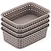 EZOWare Gray Plastic Knit Storage Trays, Desk Drawer Divider Bin for Office School Supplies Organizer - Pack of 4 (7.7x5.3x2.4 Inch)