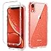 DOMAVER for iPhone XR Case Clear Glitter Bling iPhone XR Phone Case Heavy Duty 3 Layers Bumper Shockproof Protective Cover-Clear