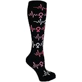 Palmetto Fundraising Breast Cancer Awareness Socks - Pink Ribbon Heart Beat - Knee High Socks for Women Men Youth - Matching Walk Run Sports Events