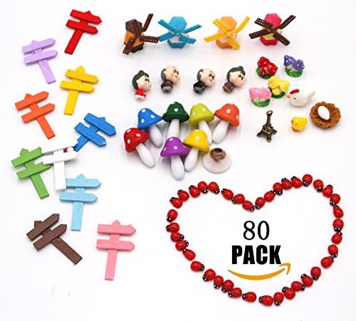 ANFIMU 80 Romantic &amp; Adorable Pieces Miniature Ornament for DIY Fairy Garden Dollhouse Decor