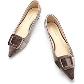 C.Paravano Flat Shoes for Women | Women's Flats | Pointed Toe Flats | Velvet Flats | Dressy Flats for Women (Grey,Size 7.5)