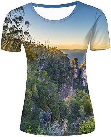 Unisex Men 3D Printed Autumn Mountain Forest Short Top Tee