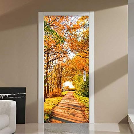 TMANQ 3D Türtapete Selbstklebend - Tiger & Wasserfall Design 77x200cm