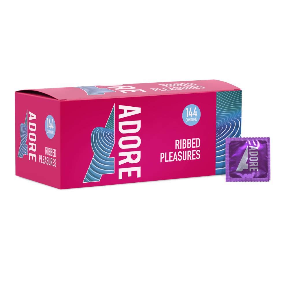 144 Condoms Adore CE Marked-Discreet Packaging & Free P&P - Safe & Ribbed (Ribbed)