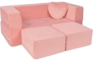 Milliard Kids Couch - Modular Kids Sofa for Toddler and Baby Playroom/Bedroom Furniture (Pink) with Bonus Pillow