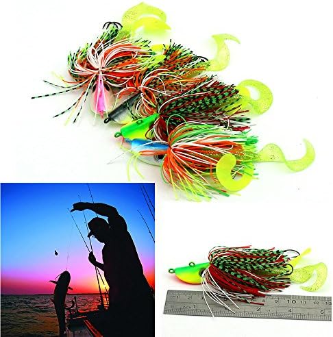 Fishing Lures, DBHAWK 2pc Mixed Large Metal Lead Head Jigs Fishing Bait Buzzbaits Ink Fish Hook