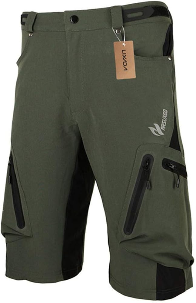 YYDM Men's Breathable Bicycle Shorts, Baggy Adjustable Belt MTB Shorts