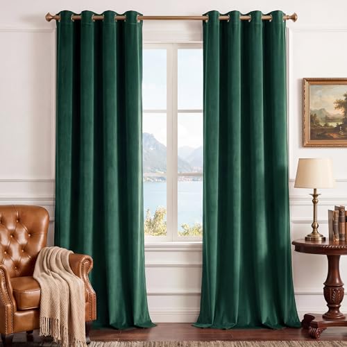 StangH Emerald Green Velvet Blackout Curtains