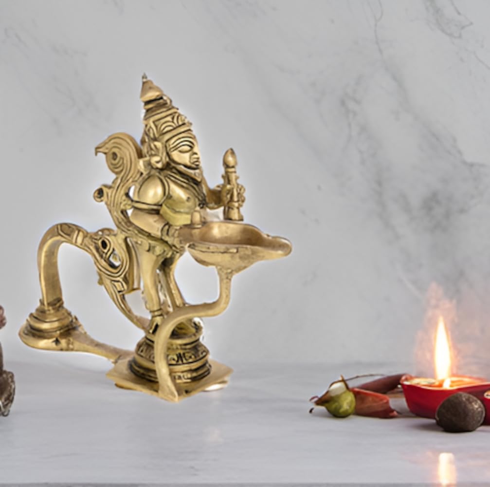 Purpledip Rare and Unique Pure Brass Brahma Aarti Deepak (10224)