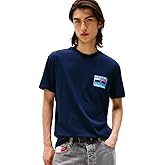 Tommy Jeans Men's Short Sleeve Cotton T-Shirts with Blurred Printed Flag Graphic