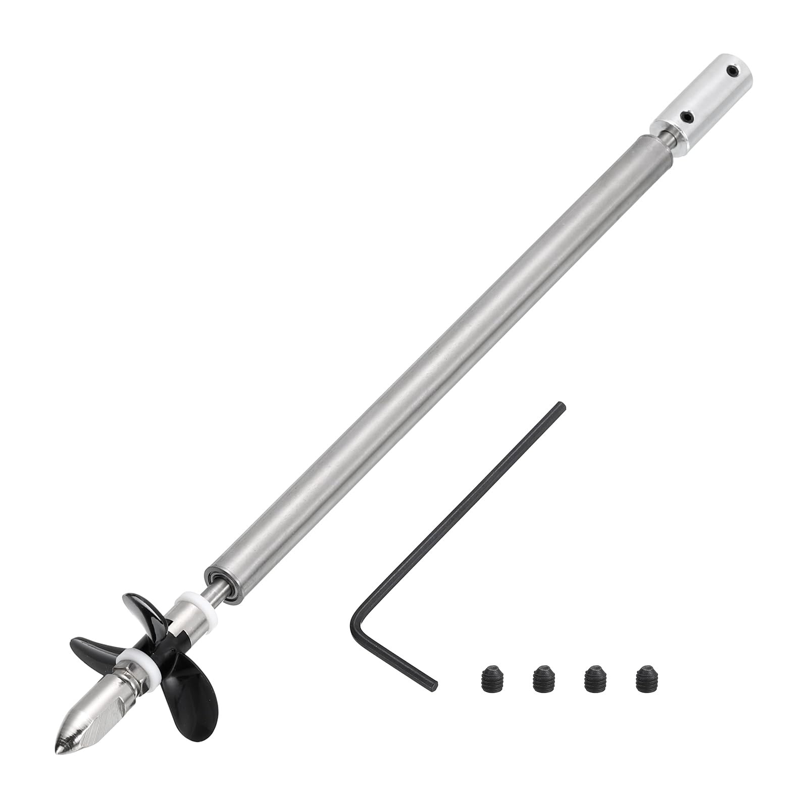 sourcing map Drive Shaft W Propeller and Coupling Joint for RC Boat Coupler Assemble Kit, L200mm Shaft, L25mm Sleeve, D36mm Three Propeller, Fit for 5 mm Motor Shaft