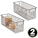 mDesign Slim Metal Wire Food Storage Organizer Basket with Handles - Organization in Kitchen Cabinets, Pantry Shelf, Bathroom, Laundry Room, Closets, Garage, Concerto Collection, 2 Pack, Bronze