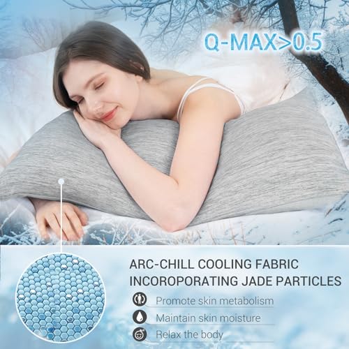 Marchpower Cooling Pillowcases, Arc-chill 2 Pack Q-Max 0.5 Cool Pillow Cases for Hot Sleepers Night Sweats, Double Sided Breathable & Soft Cooling Pillow Cover with Hidden Zipper - 50X75cm, Gray