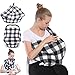 Nursing Breastfeeding Cover Scarf, Baby Car Seat Cover Canopy, Shopping Cart / Stroller / Carseat Covers, Breathable Windproof Stretchy 5 in 1 unisex baby shower gift by Vicsou (Plaid)