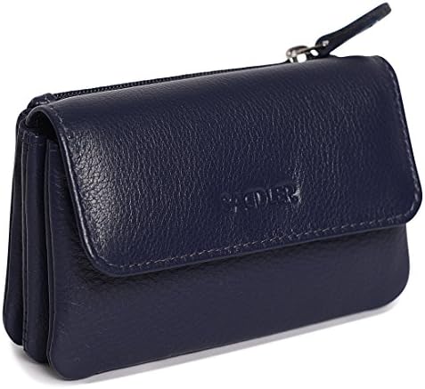 SADDLER Womens Luxurious Leather Flapover Coin Purse | Designer Ladies Triple Gusset Change Pouch with Zip |Gift Boxed