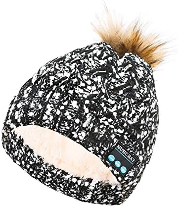 Wireless Hands-Free Bluetooth Beanie Hat with Mic for Men Women, QANGEL Bluetooth Hands Free Knit Cap Music Hat for Running Skiing Skating Hiking, Christmas Gifts (Black)
