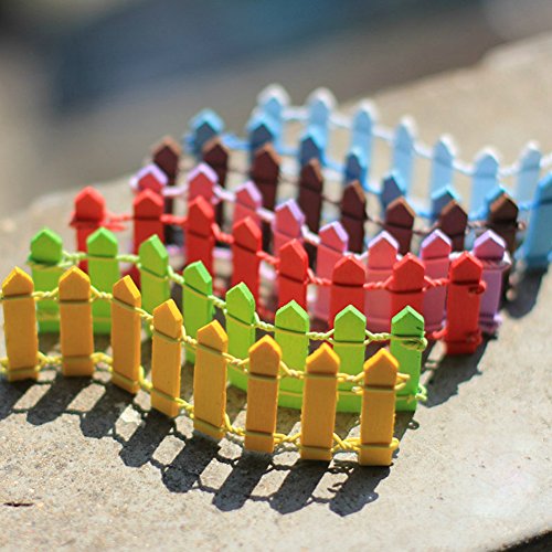 Vivian Mini Wood Picket Fence DIY Garden Miniature Landscape Dollhouse Plant Pot Decor Set 4pcs (Green) - Thumbnail 5