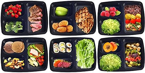 [15 Pack] Meal Prep Containers with 3 Compartments by Portion Master, Bento Box , Bento Lunch Box With Lids, BPA Free &amp; FDA Approved, Durable, Microwave, Freezer, Dishwasher Safe, Stackable &amp; Reusable