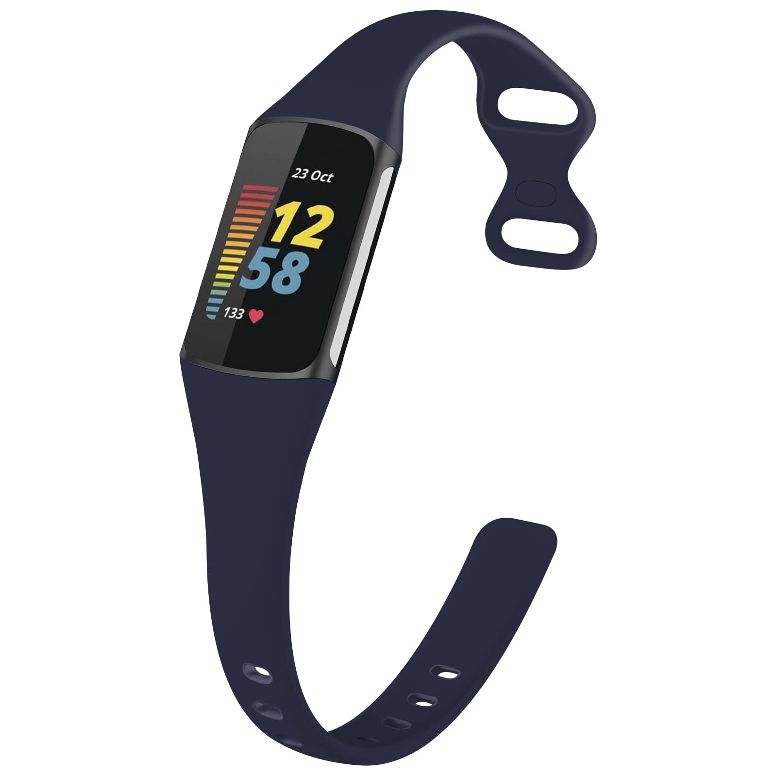 TopPerfekt Slim Straps Compatible with Fitbit Charge 5 Strap Women Men, Adjustable Soft Silicone Sport Replacement Watch Band Straps Wristbands Bracelet for Charge 5 Activity Tracker (Dark blue)